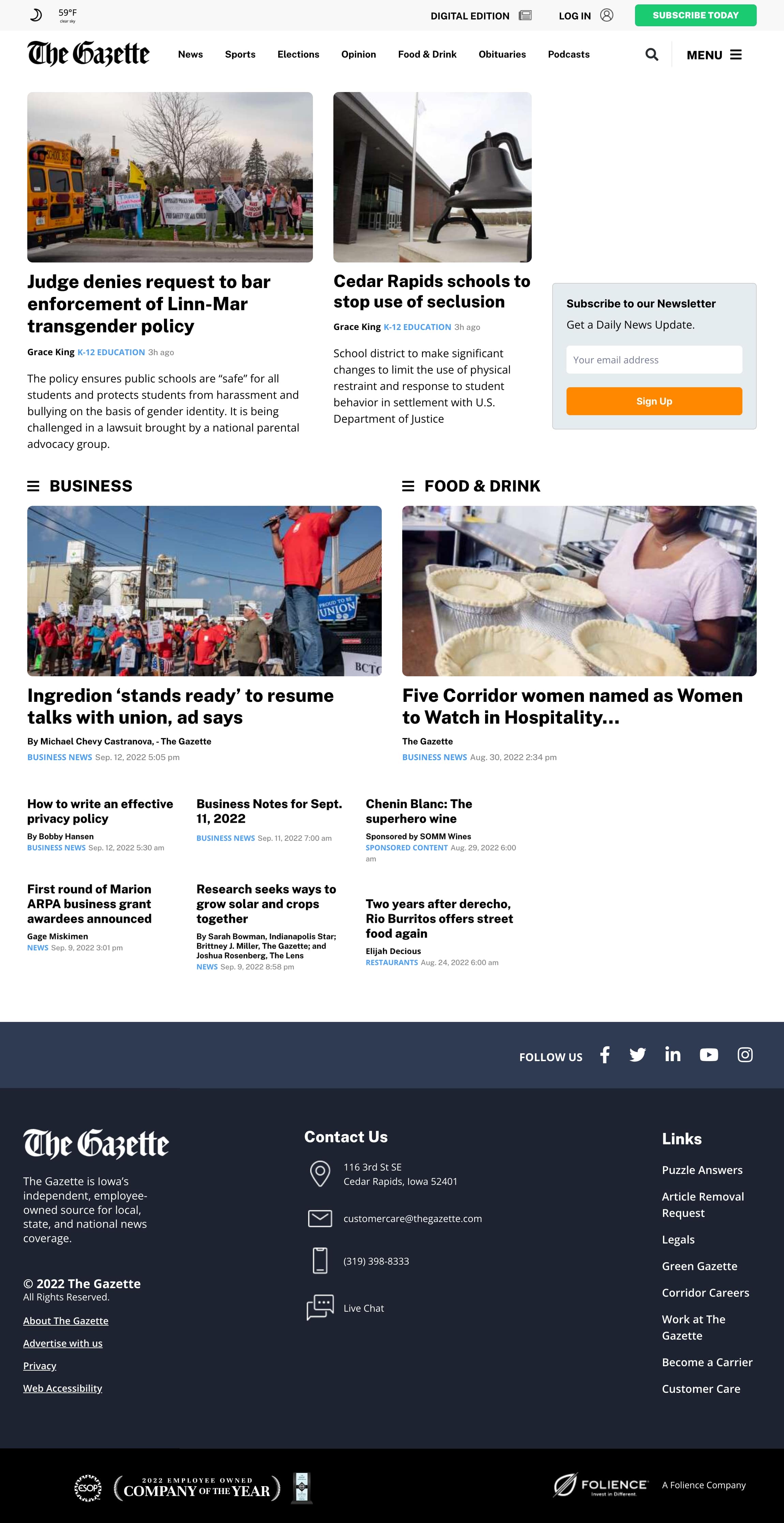 The Gazette newspaper website